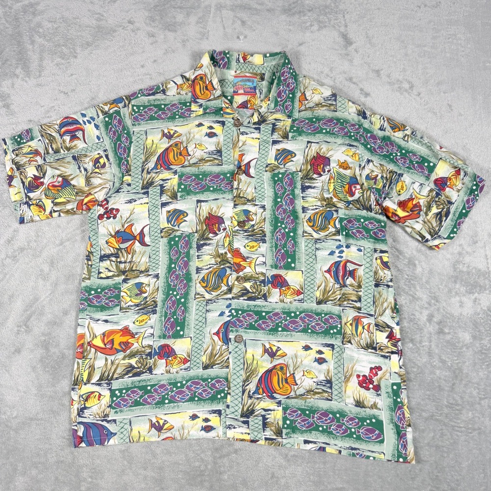 Joe Kealoha's Reyn Spooner 90s Tropical Hawaiian Fish Aloha Shirt XL
